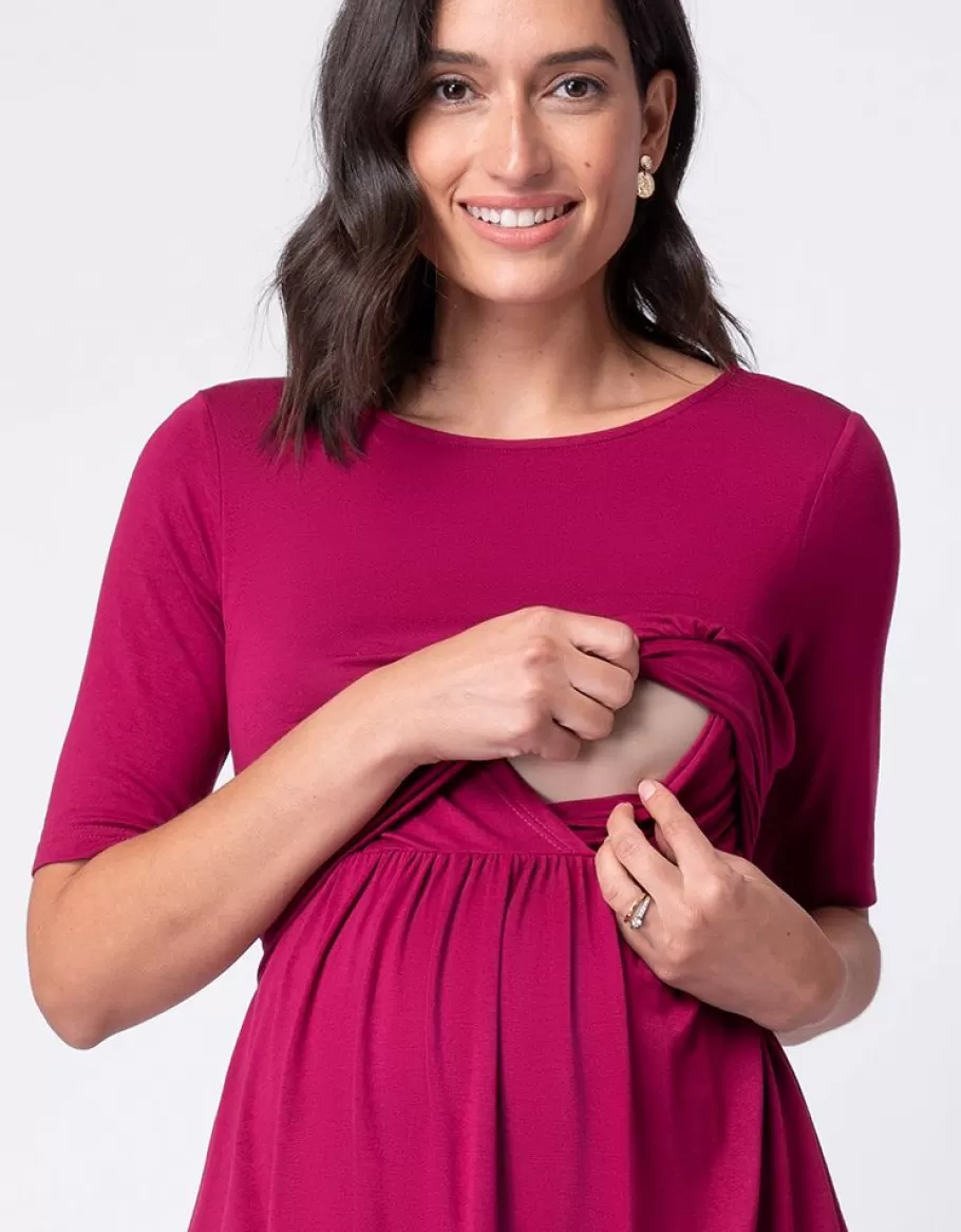 Discount Seraphine Top Ajustado De Manga Corta De Maternidad A Lactancia Rosa Frambuesa