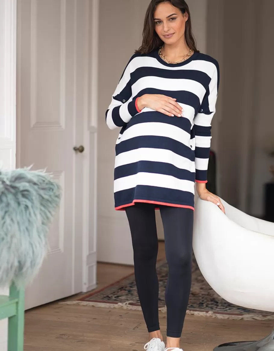 Online Seraphine Top Premama A Lactancia Con Rayas Llamativas En Azul Marino Y Blanco