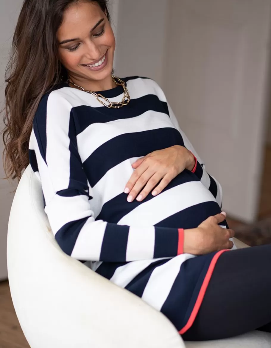 Online Seraphine Top Premama A Lactancia Con Rayas Llamativas En Azul Marino Y Blanco
