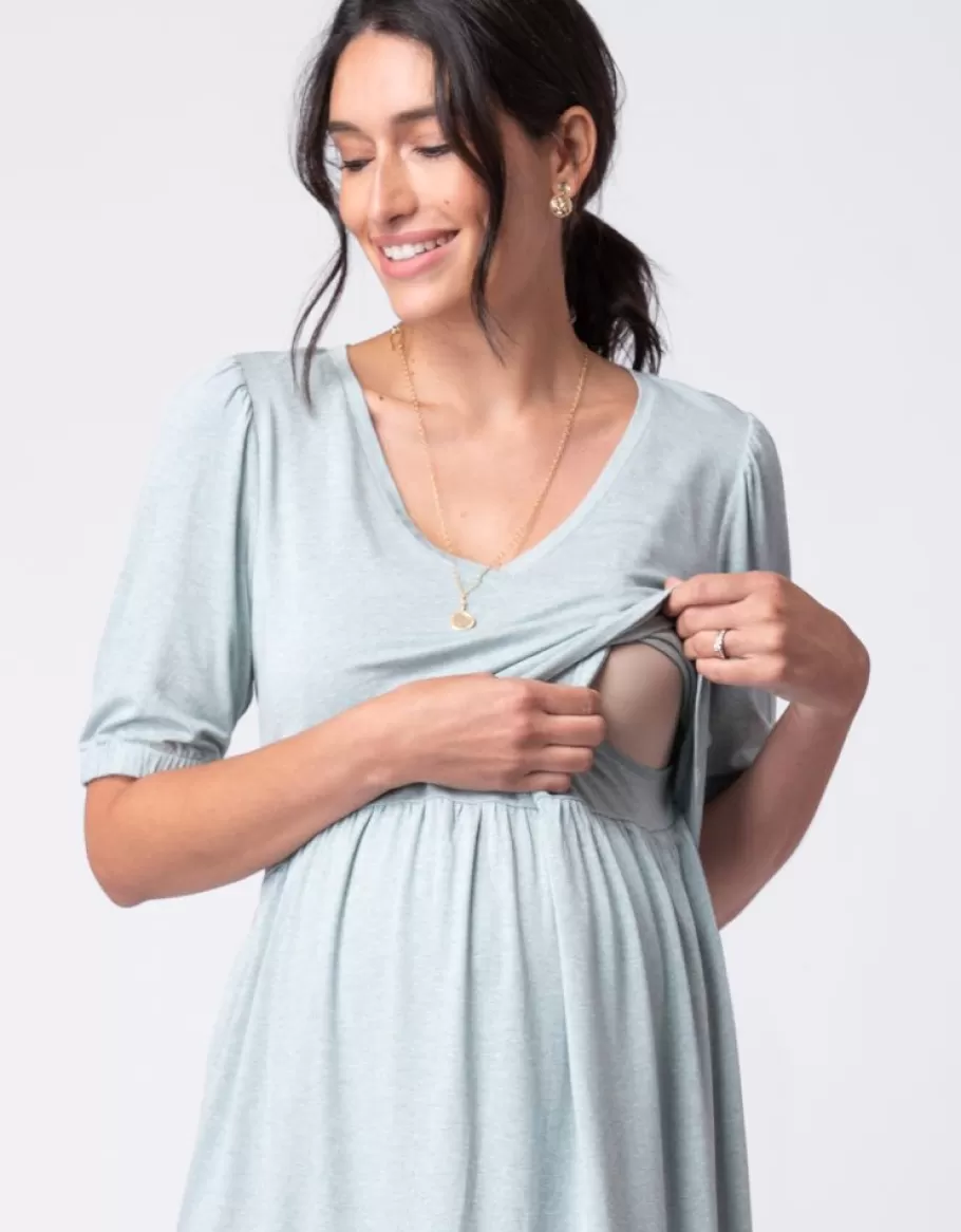 Shop Seraphine Top Tipo Tunica De Maternidad A Lactancia Con Escote En V Verde Salvia