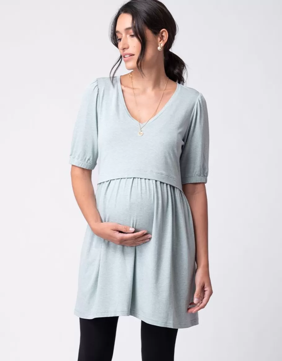 Shop Seraphine Top Tipo Tunica De Maternidad A Lactancia Con Escote En V Verde Salvia