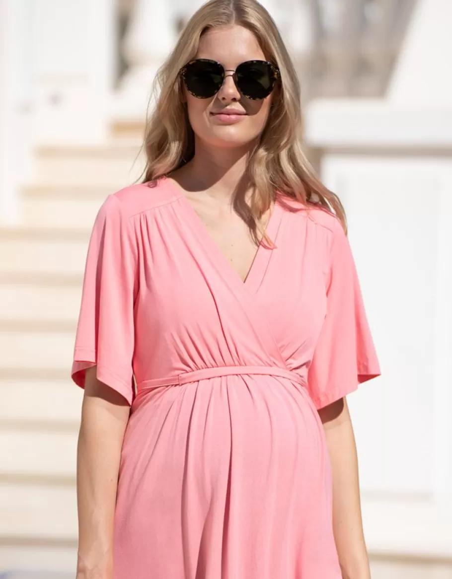 Fashion Seraphine Top Tunica De Maternidad A Lactancia Con Parte Delantera Cruzada Rosa