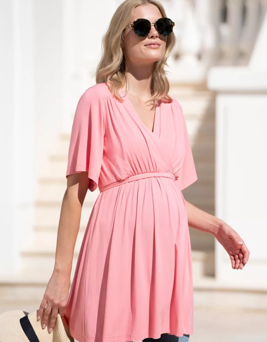 Fashion Seraphine Top Tunica De Maternidad A Lactancia Con Parte Delantera Cruzada Rosa