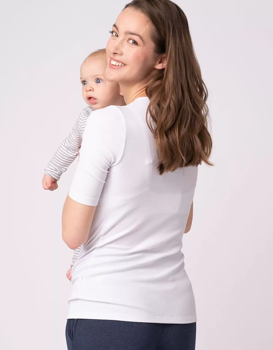 Best Sale Seraphine Tops De Manga Larga De Maternidad A Lactancia: Pack De 2, Blanco Y Gris