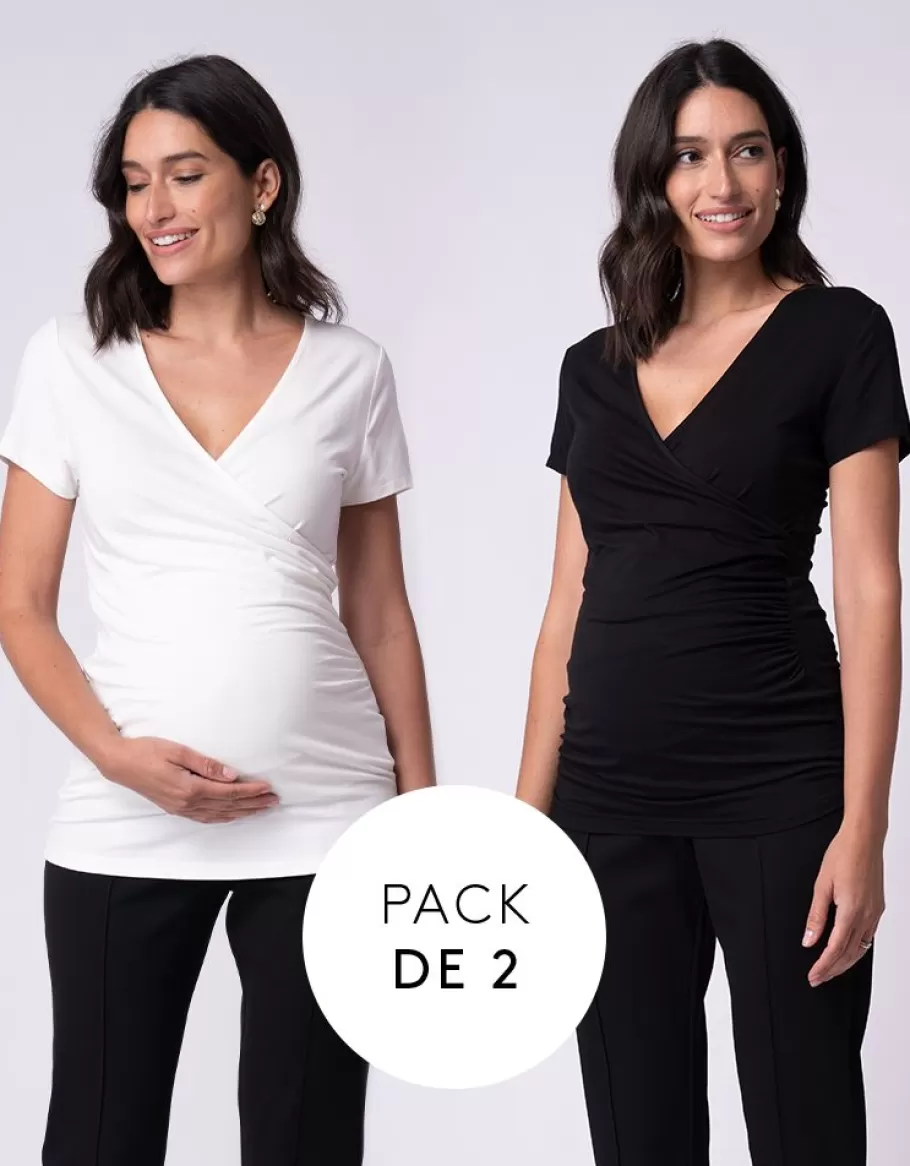 Sale Seraphine Tops Premama Y Lactancia Cruzados - Pack De Dos En Blanco Y Negro
