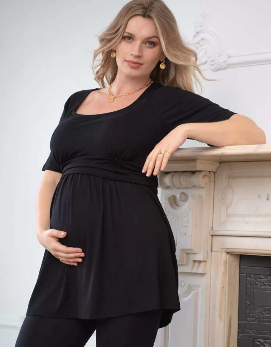 Clearance Seraphine Tunica Premama Y De Lactancia En Punto De Color Negro De La Coleccion Curve