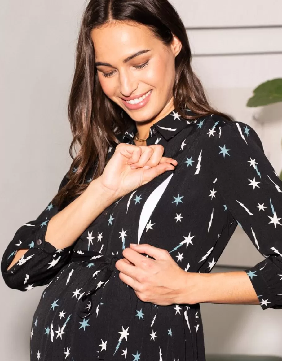 Fashion Seraphine Vestido Camisero Premama Y De Lactancia Con Motivo De Estrellas Fugaces