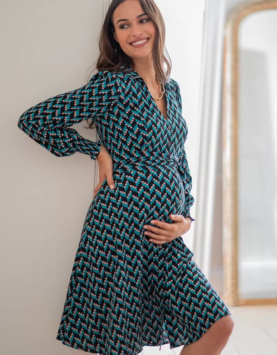 Flash Sale Seraphine Vestido Camisero Premama Y De Lactancia En Color Verde Azulado