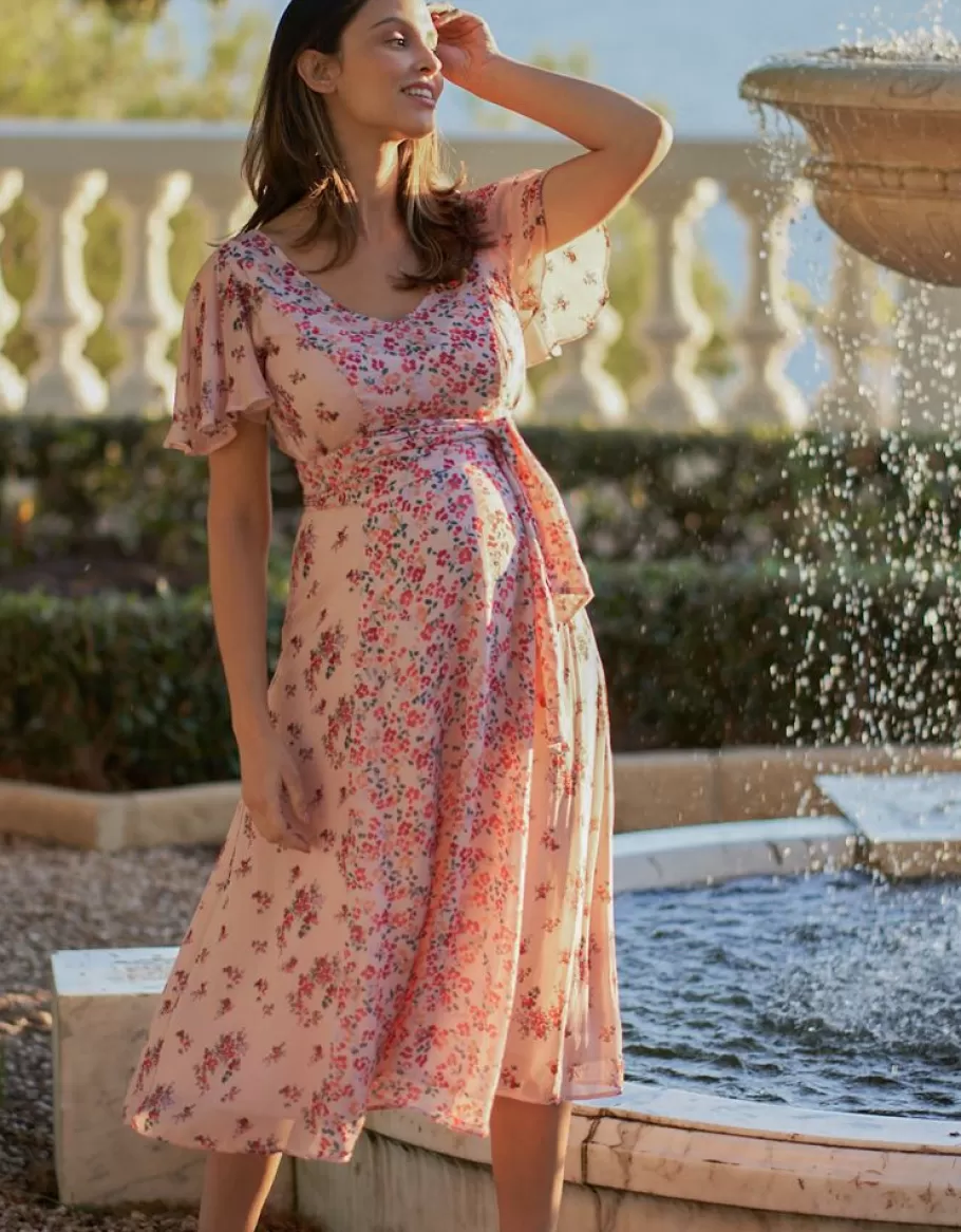 Best Sale Seraphine Vestido De Ocasion De Maternidad A Lactancia Con Estampado De Flores - Rosa