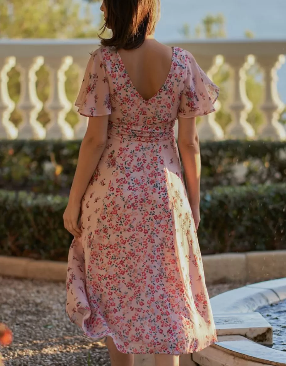 Best Sale Seraphine Vestido De Ocasion De Maternidad A Lactancia Con Estampado De Flores - Rosa