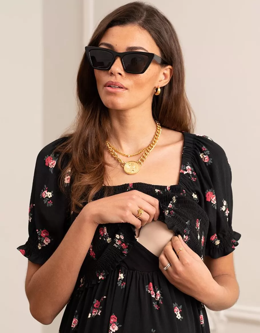 Discount Seraphine Vestido Fruncido De Maternidad A Lactancia Con Estampado Floral Negro