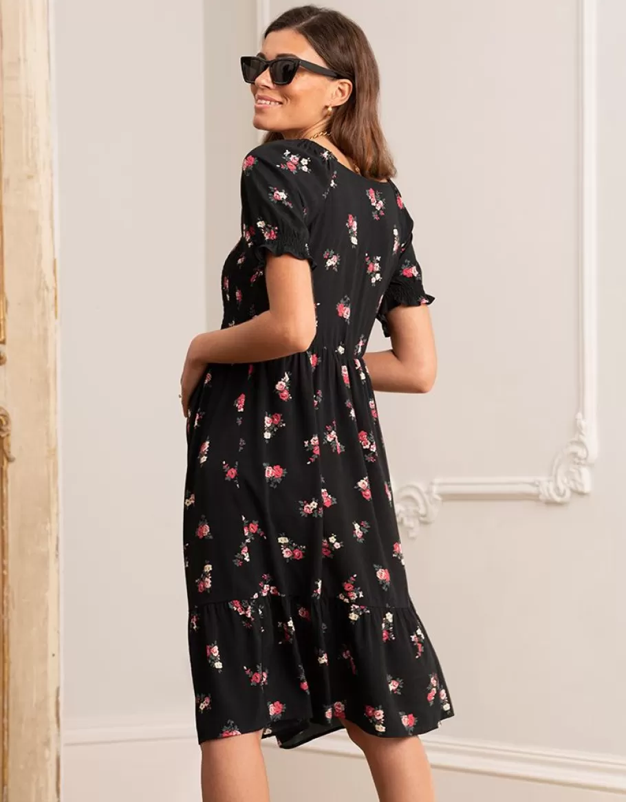 Discount Seraphine Vestido Fruncido De Maternidad A Lactancia Con Estampado Floral Negro
