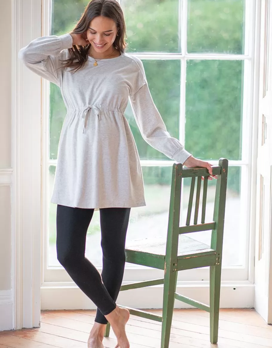 Online Seraphine Vestido Gris Sudadera Premama A Lactancia Con Cordon