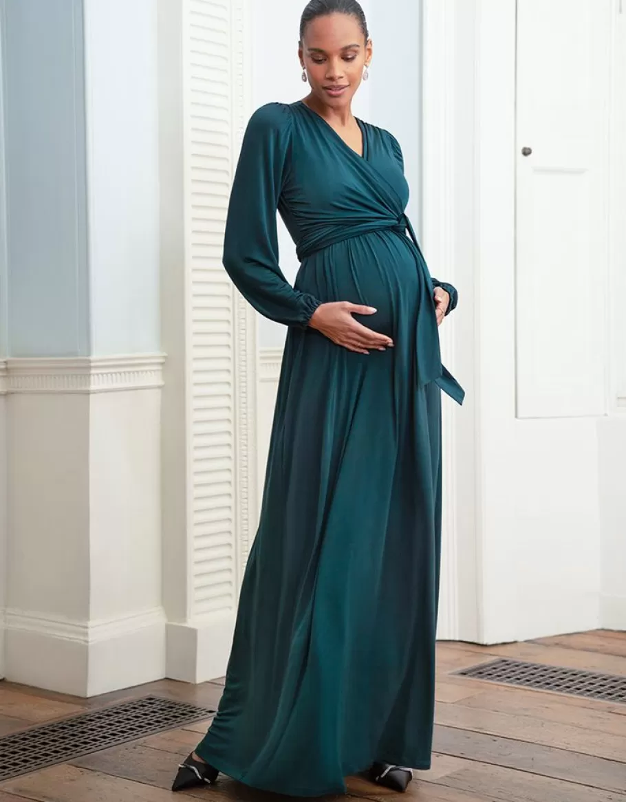Fashion Seraphine Vestido Largo Premama Y De Lactancia En Color Verde Bosque