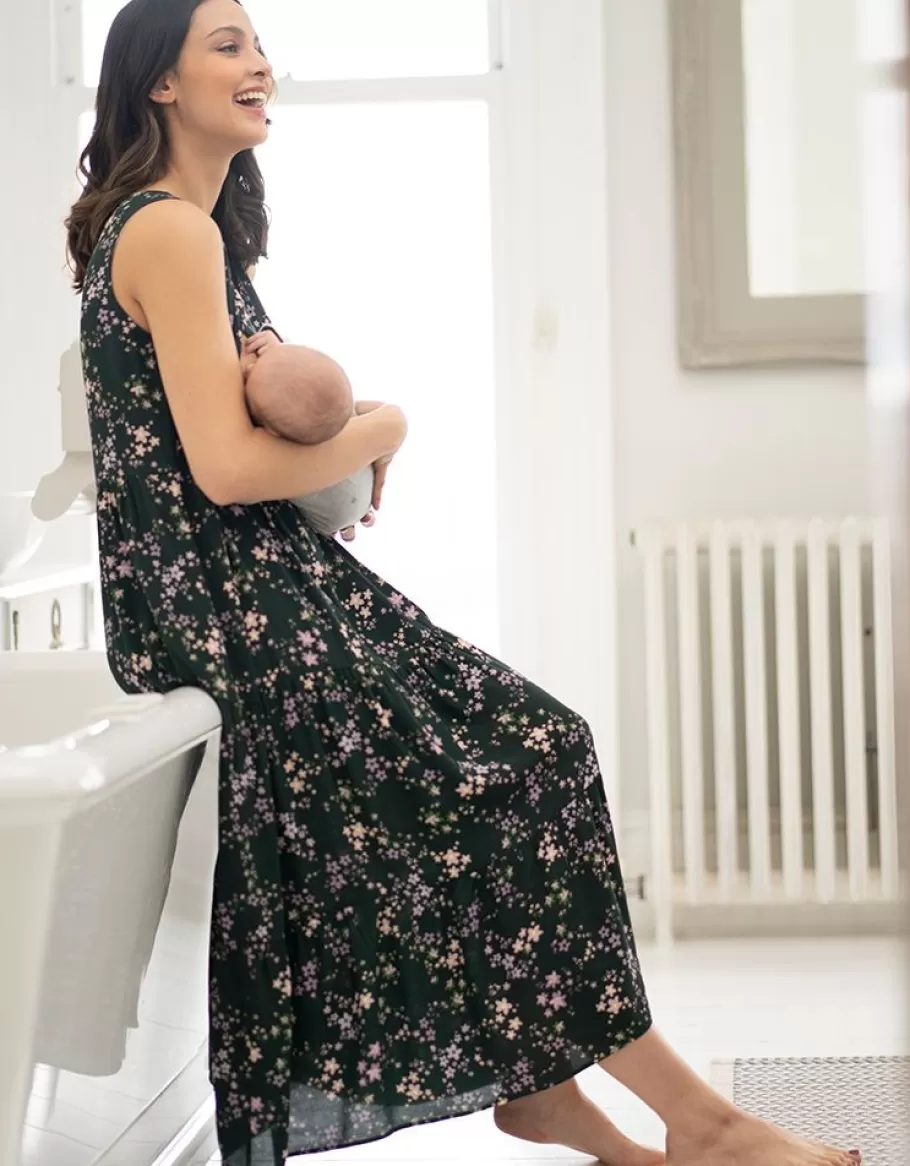Fashion Seraphine Vestido Midi De Maternidad A Lactancia Sin Mangas Con Estampado De Flores