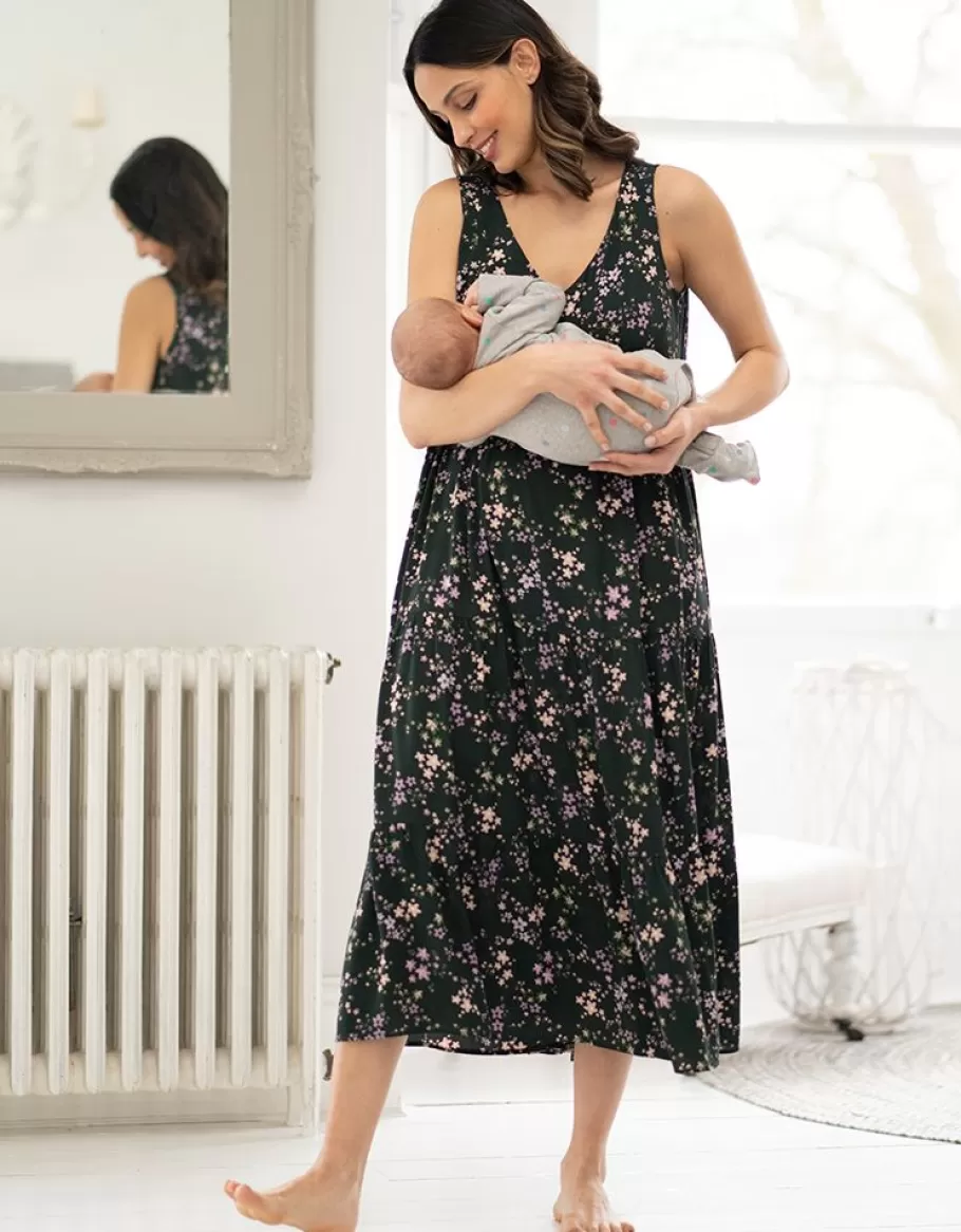 Fashion Seraphine Vestido Midi De Maternidad A Lactancia Sin Mangas Con Estampado De Flores