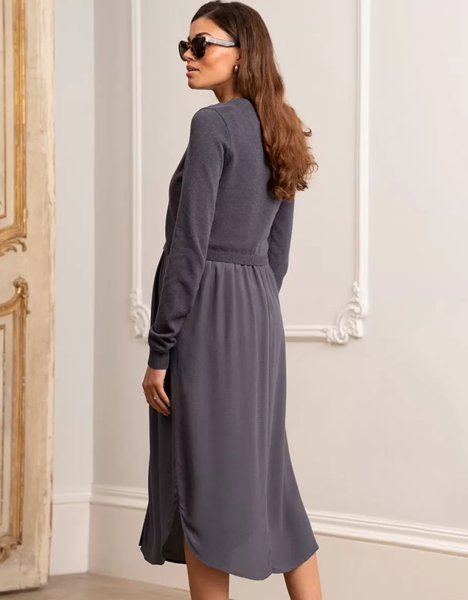 Sale Seraphine Vestido Midi Premama Y De Lactancia En Color Gris Pizarra