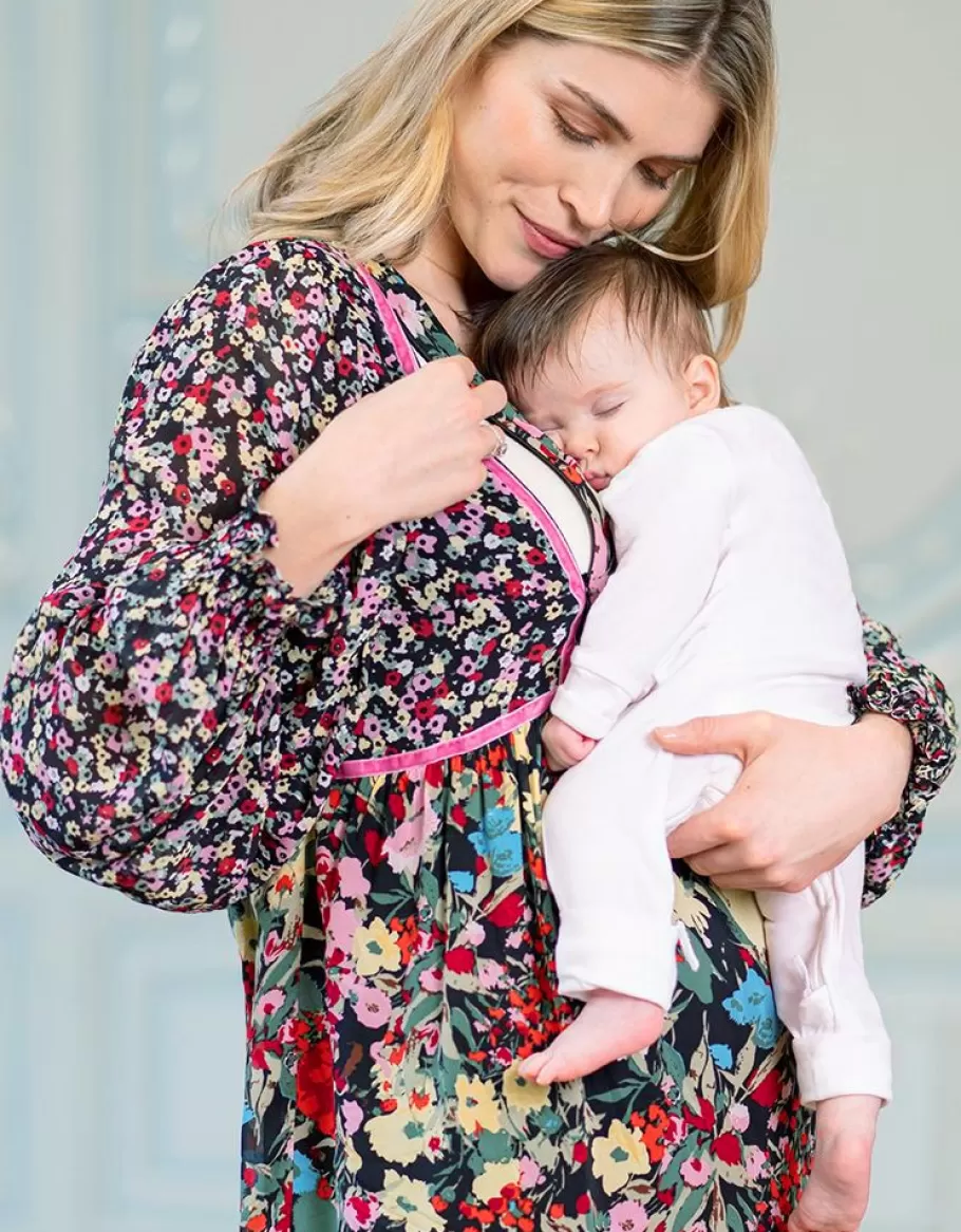 Best Sale Seraphine Vestido Premama A Lactancia Bohemio Con Estampado De Flores Mixtas