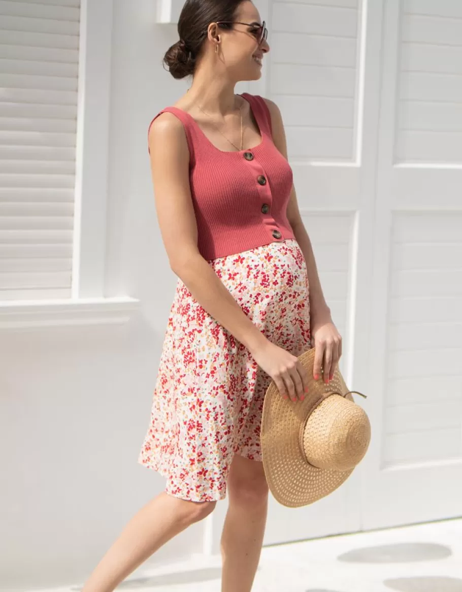 Best Seraphine Vestido Premama A Lactancia Con Detalle De Botones Y Estampado Floral Rosa