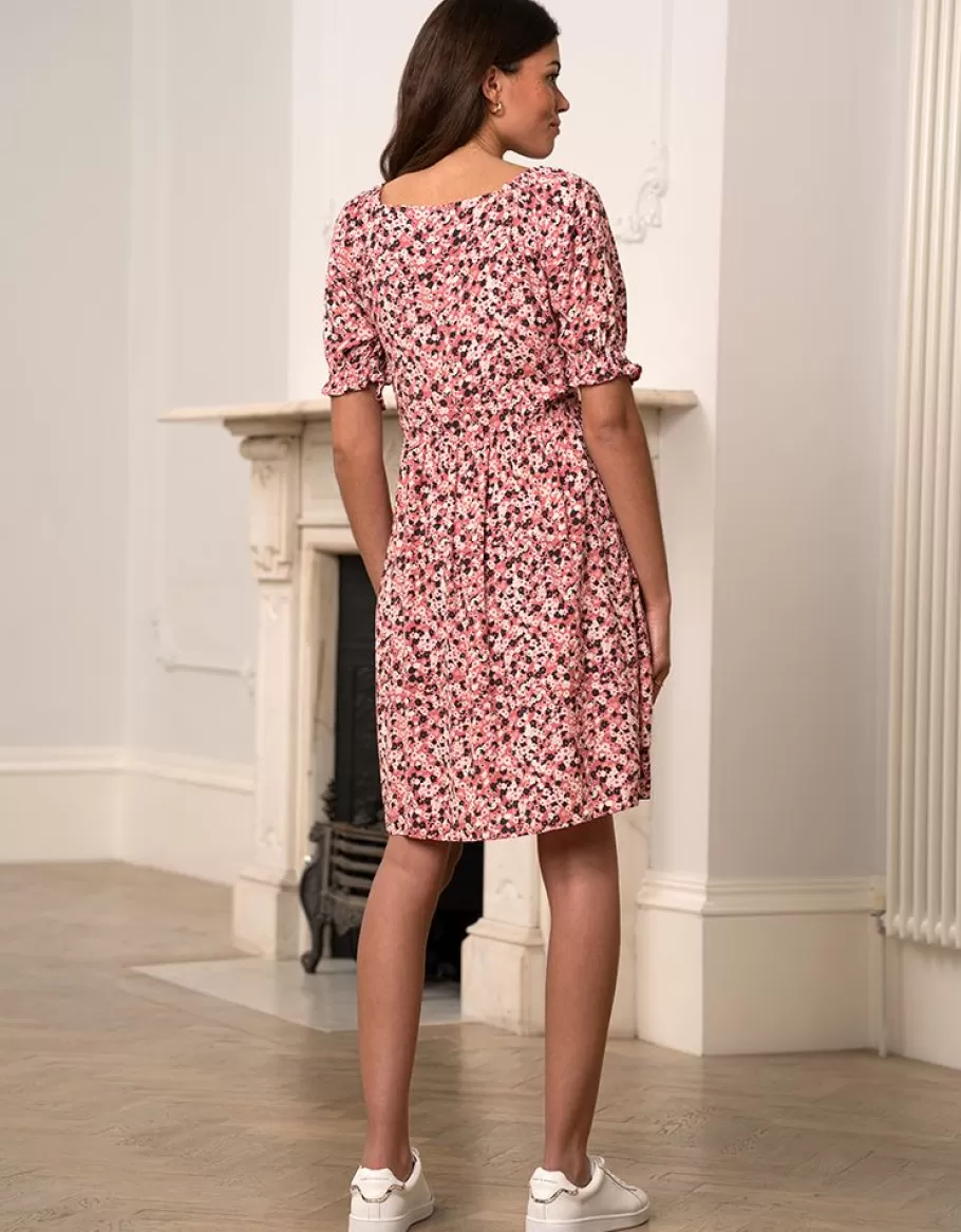 Fashion Seraphine Vestido Premama A Lactancia Con Estampado Floral Rosa Fruncido