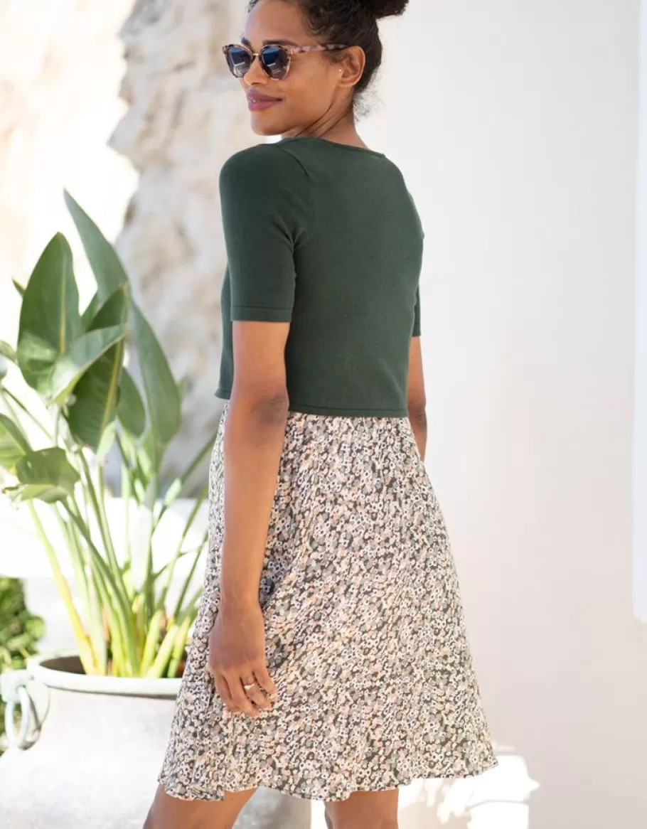 Shop Seraphine Vestido Premama A Lactancia Con Top Y Estampado Florecitas Verde Caqui