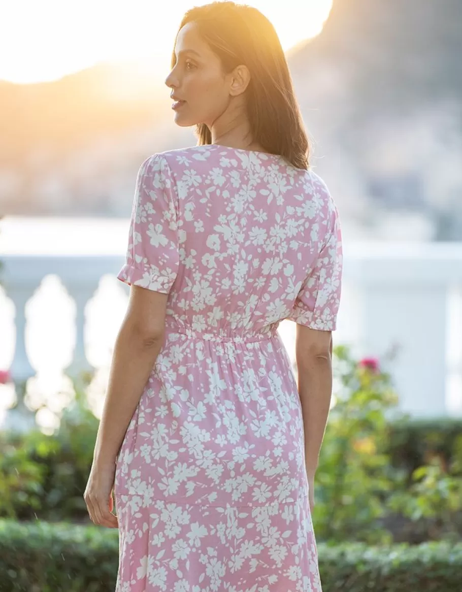 Shop Seraphine Vestido Premama A Lactancia Rosa Con Cordon Floral Entallado Y Con Vuelo