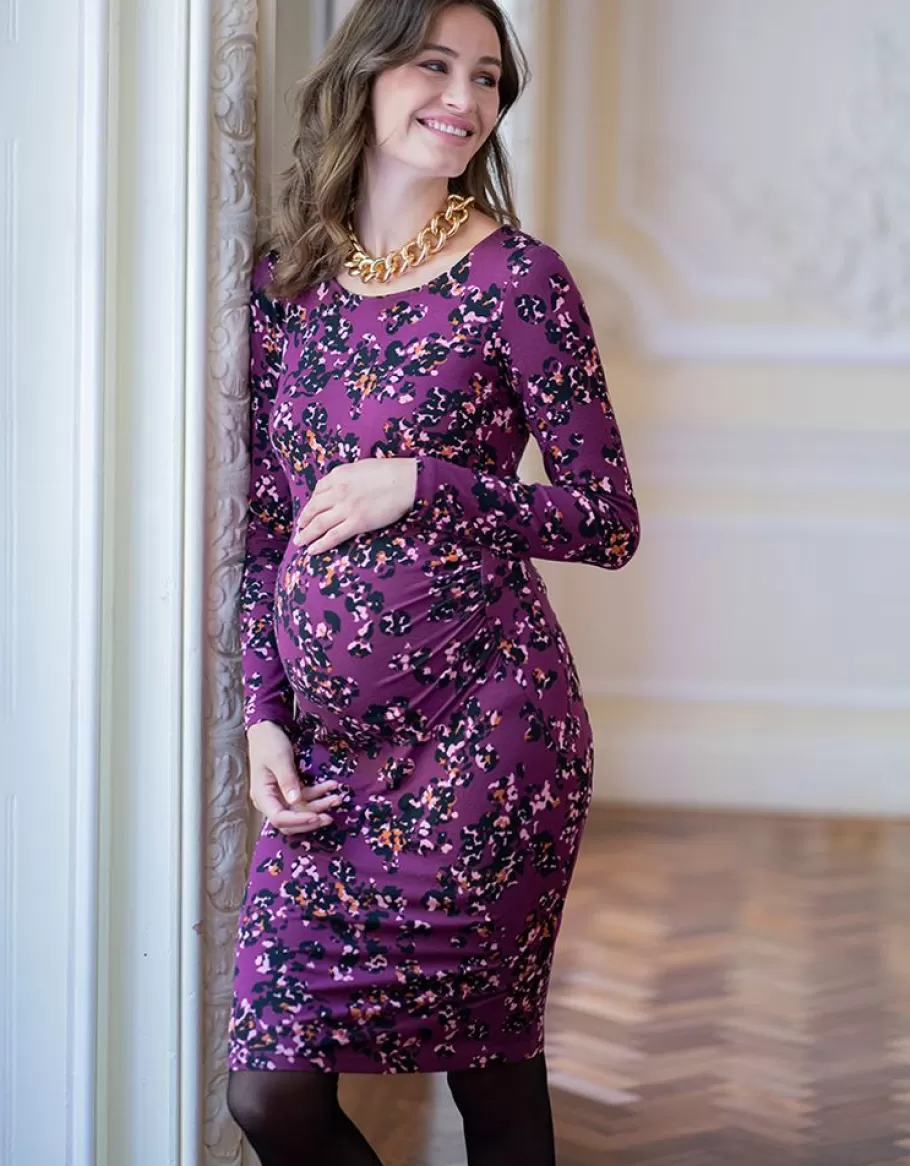 Best Seraphine Vestido Premama Ajustado De Punto Estampado En Color Morado