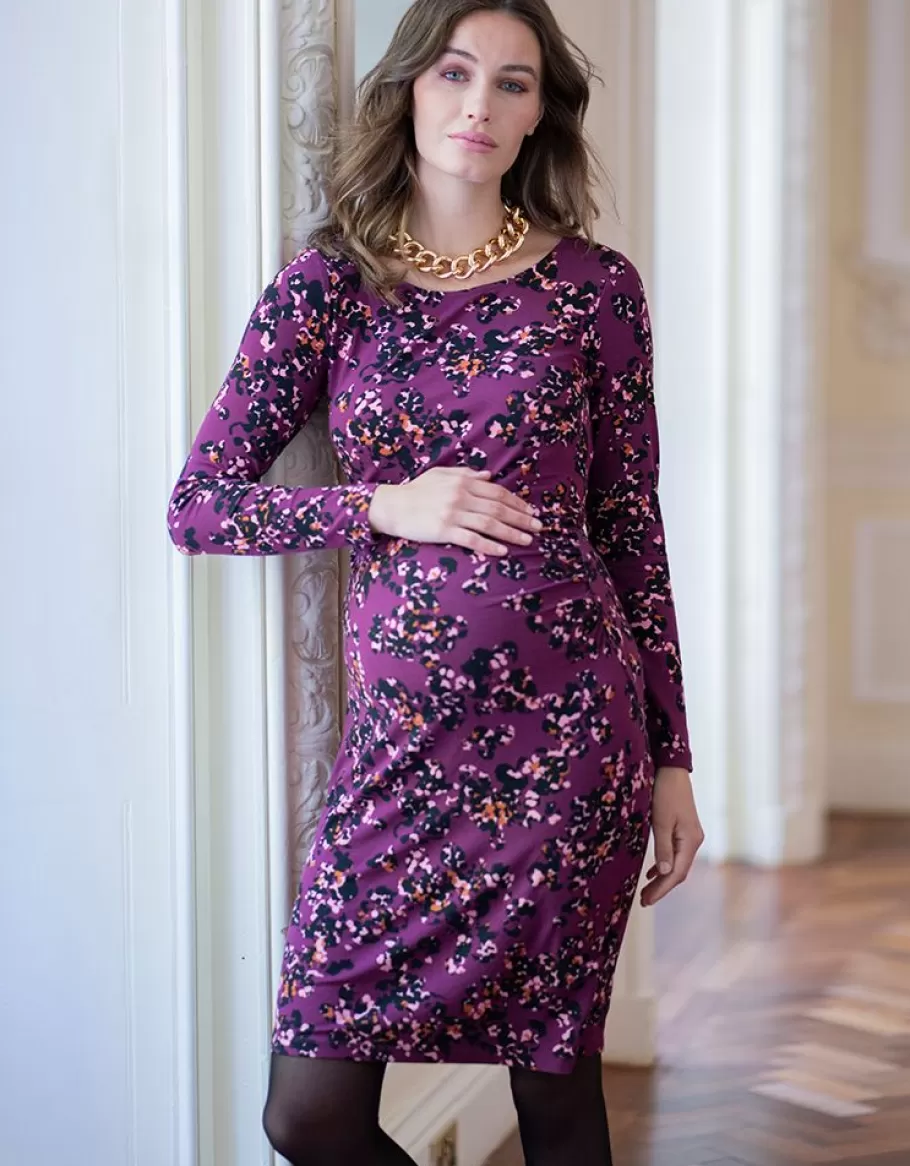 Best Seraphine Vestido Premama Ajustado De Punto Estampado En Color Morado