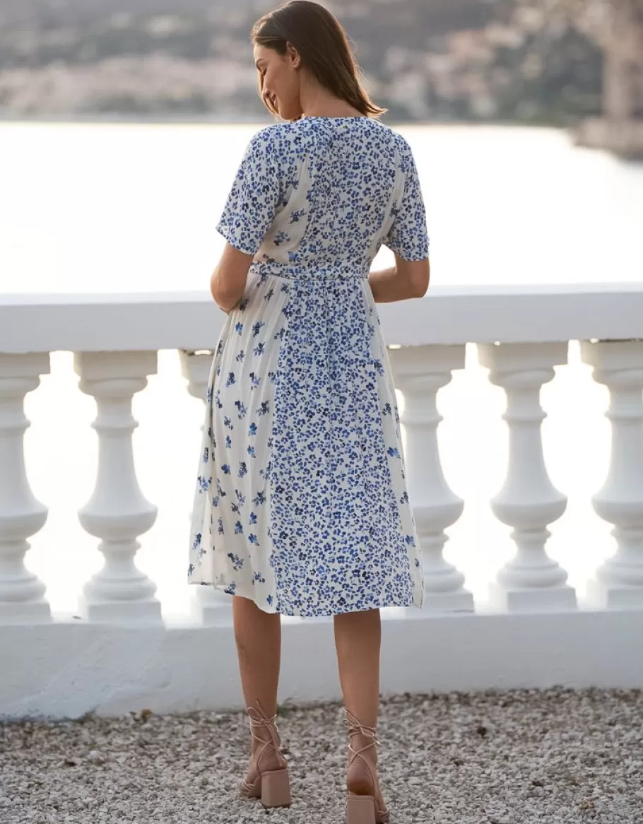 Shop Seraphine Vestido Premama Con Estampado Floral Azul Y Blanco Para Ocasion De Lactancia