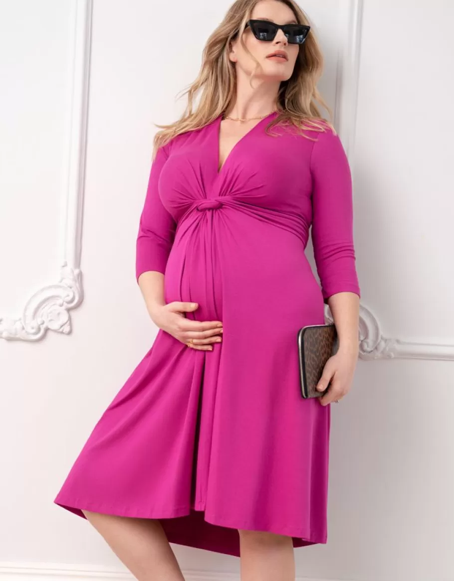 Store Seraphine Vestido Premama Con Nudo Delantero En Color Rosa Fucsia De La Coleccion Curve