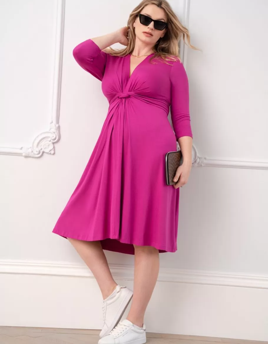 Store Seraphine Vestido Premama Con Nudo Delantero En Color Rosa Fucsia De La Coleccion Curve