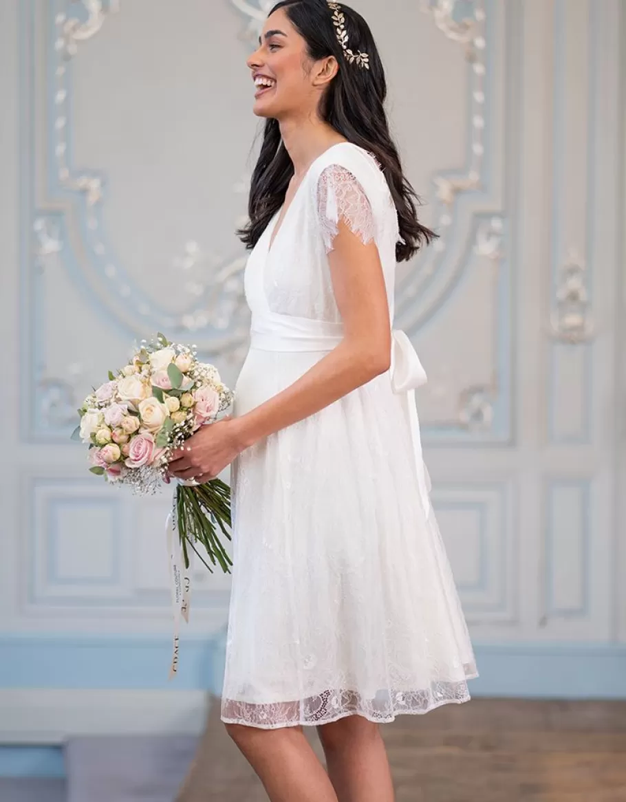 Clearance Seraphine Vestido Premama De Boda Corto Con Encaje