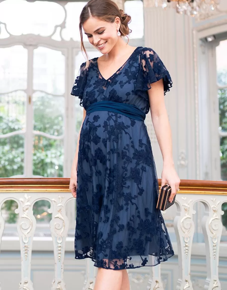 Store Seraphine Vestido Premama De Encaje Floral Azul Marino Para Ocasion De Lactancia
