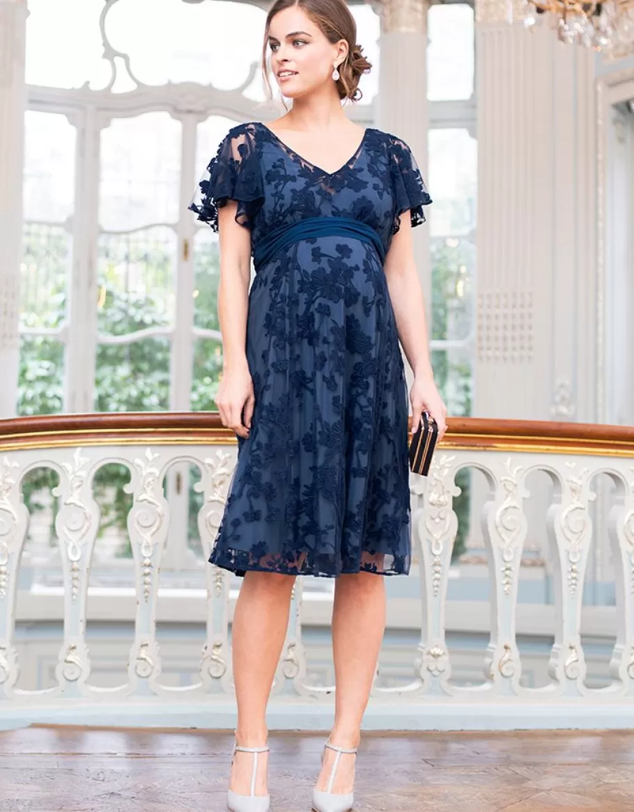 Store Seraphine Vestido Premama De Encaje Floral Azul Marino Para Ocasion De Lactancia