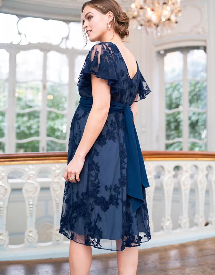 Store Seraphine Vestido Premama De Encaje Floral Azul Marino Para Ocasion De Lactancia