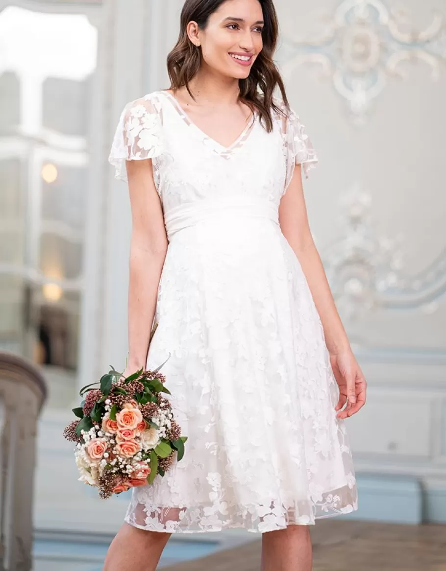 Store Seraphine Vestido Premama De Encaje Floral Blanco Para Ocasion De Lactancia