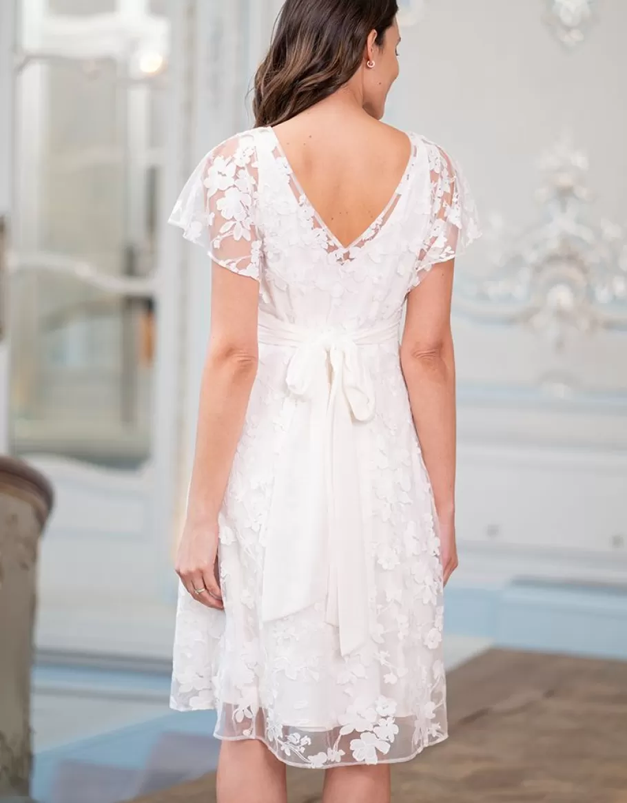 Store Seraphine Vestido Premama De Encaje Floral Blanco Para Ocasion De Lactancia