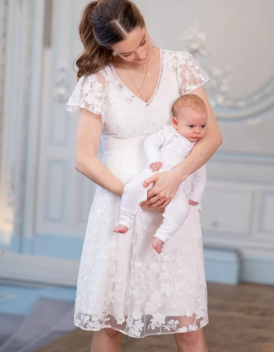 Store Seraphine Vestido Premama De Encaje Floral Blanco Para Ocasion De Lactancia