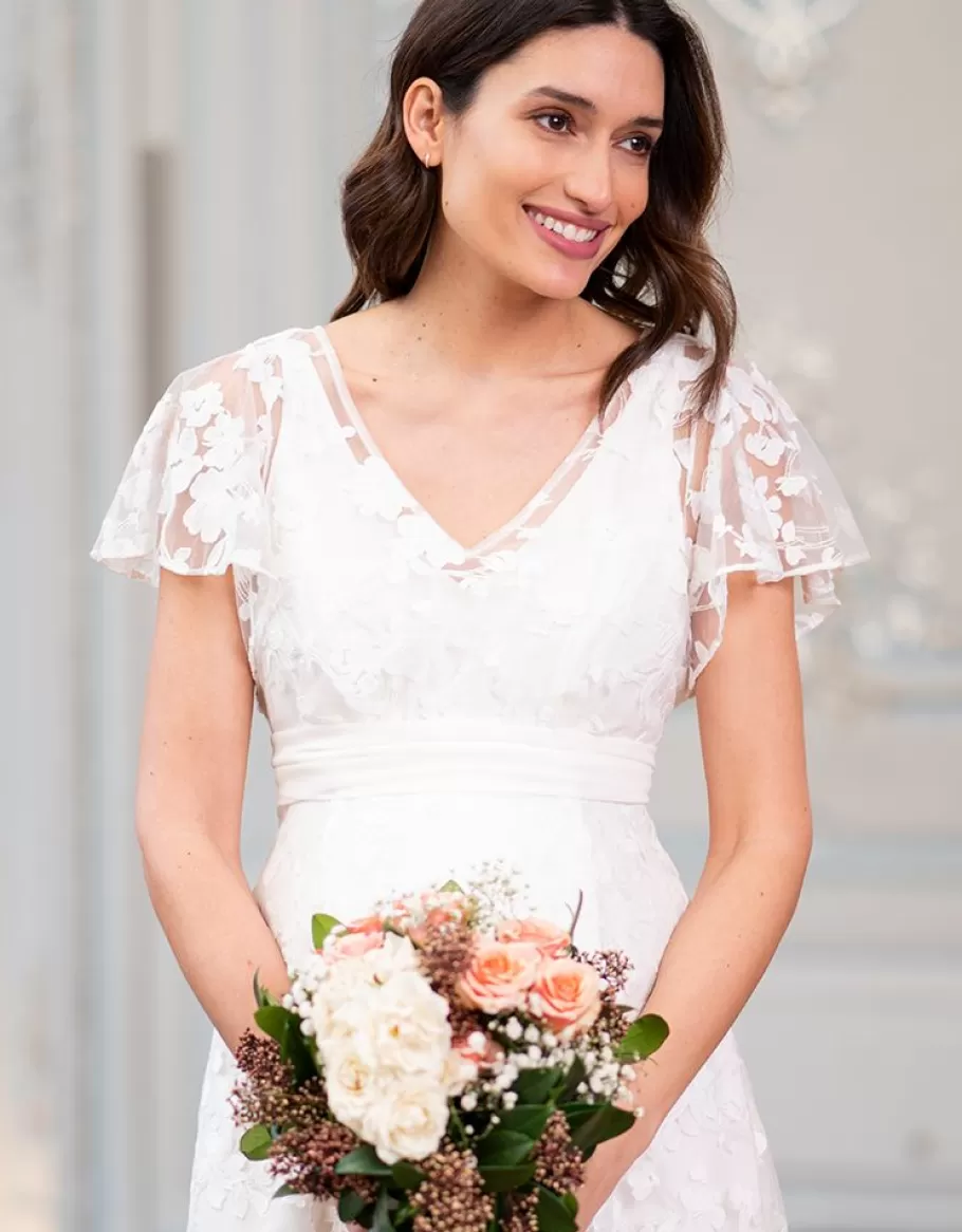 Store Seraphine Vestido Premama De Encaje Floral Blanco Para Ocasion De Lactancia