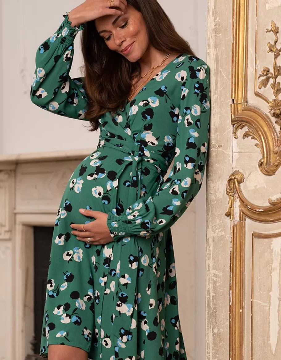 Store Seraphine Vestido Premama Envolvente Con Estampado Floral En Color Verde