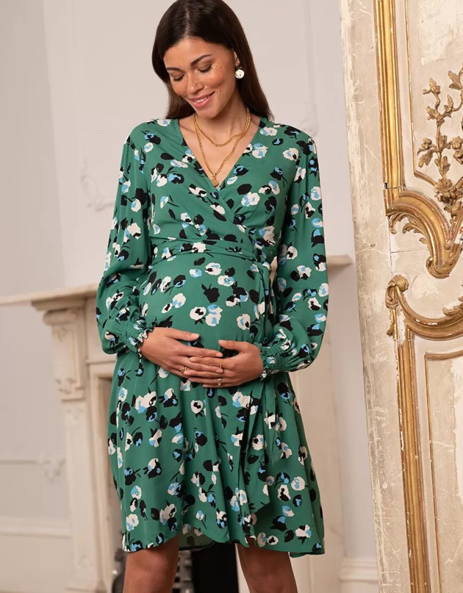 Store Seraphine Vestido Premama Envolvente Con Estampado Floral En Color Verde