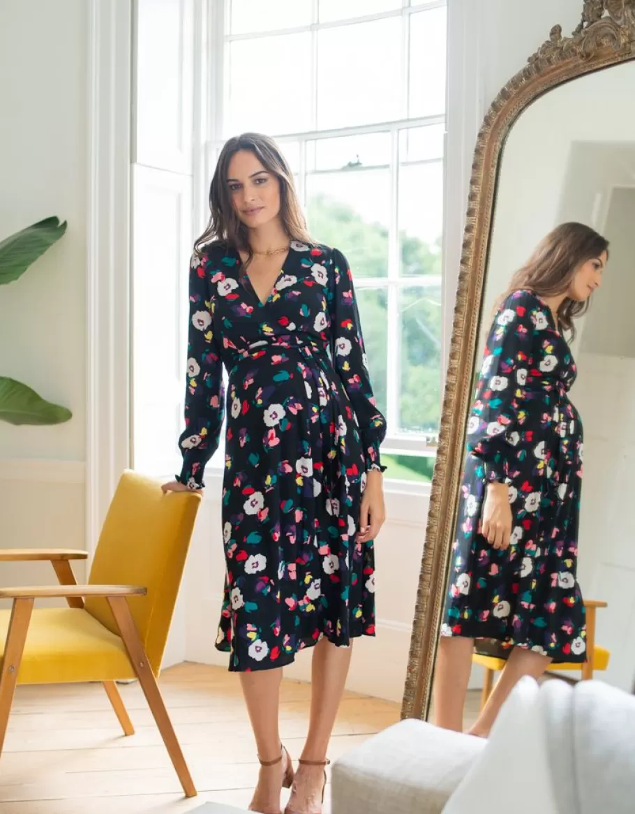 Store Seraphine Vestido Premama Midi Con Estampado Floral En Color Negro