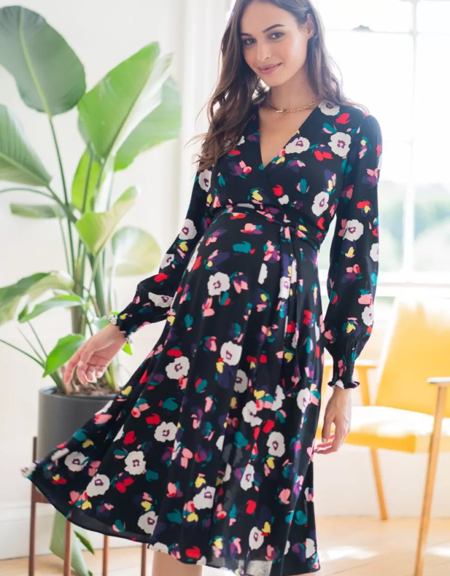 Store Seraphine Vestido Premama Midi Con Estampado Floral En Color Negro