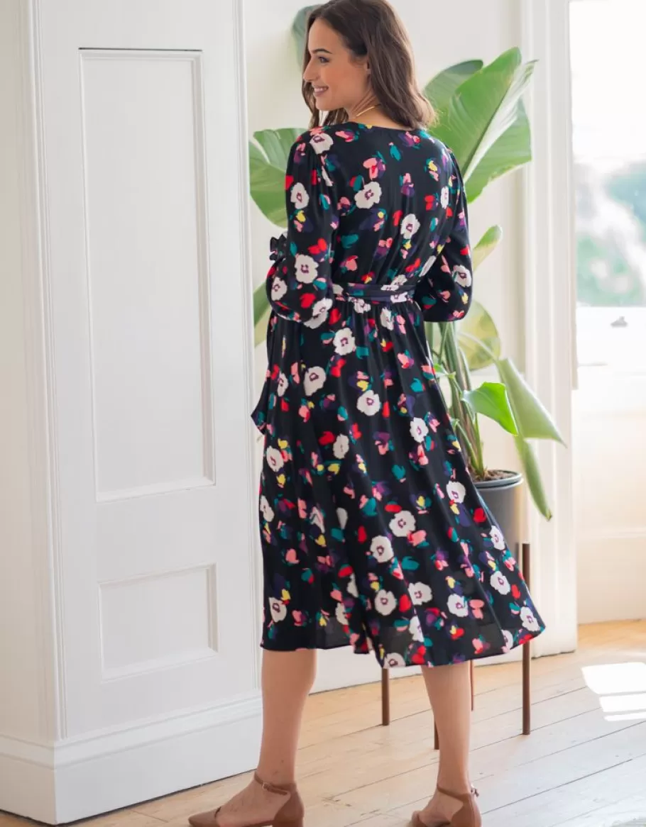 Store Seraphine Vestido Premama Midi Con Estampado Floral En Color Negro