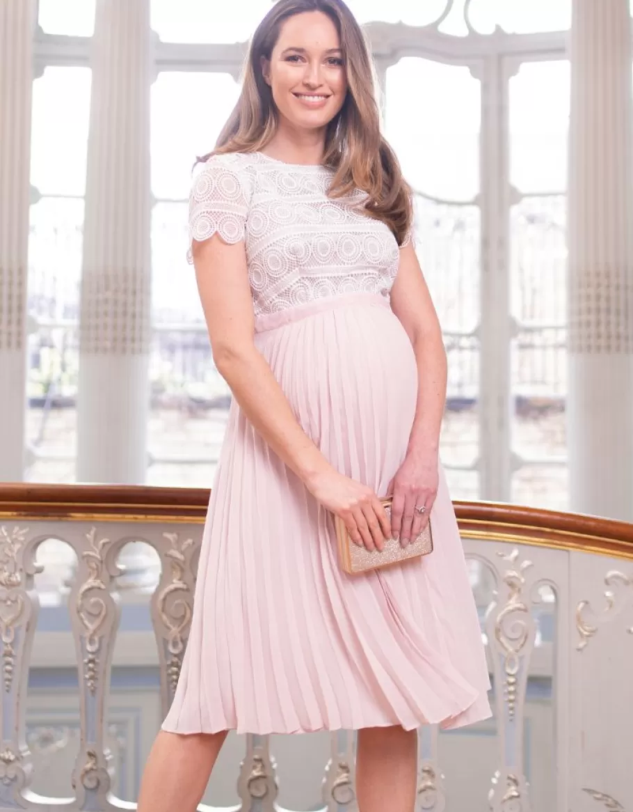 Fashion Seraphine Vestido Premama Rosa Plisado Con Top Color Marfil