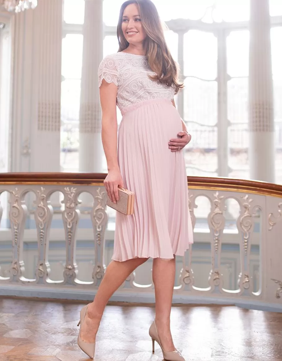 Fashion Seraphine Vestido Premama Rosa Plisado Con Top Color Marfil