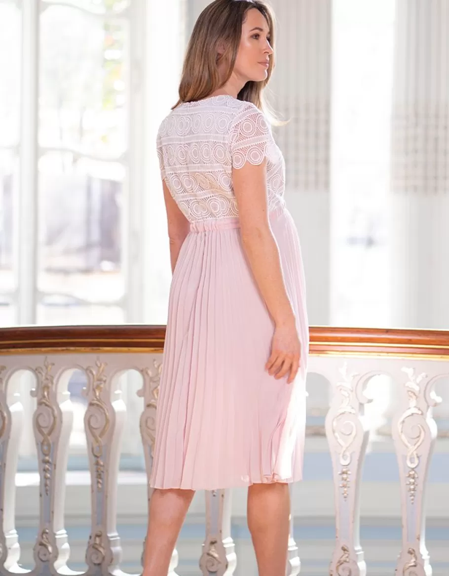 Fashion Seraphine Vestido Premama Rosa Plisado Con Top Color Marfil