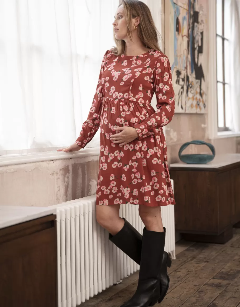 Store Seraphine Vestido Premama Y De Lactancia Con Estampado Floral En Color Teja