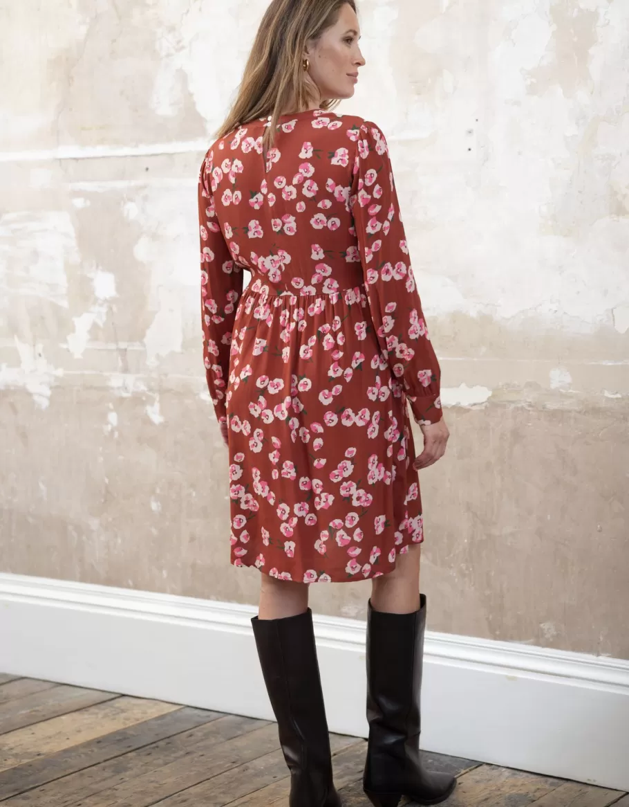 Store Seraphine Vestido Premama Y De Lactancia Con Estampado Floral En Color Teja