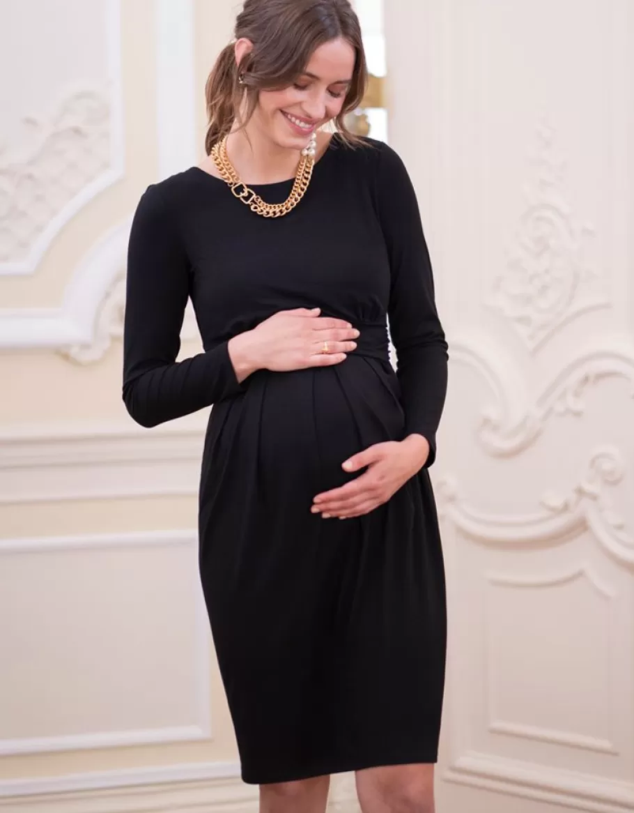 New Seraphine Vestido Premama Y De Lactancia De Punto Elastico En Color Negro